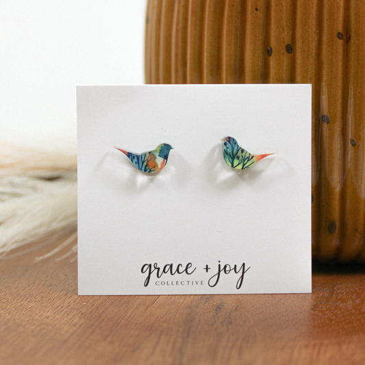 Fall Bird Earrings -Studs image 1