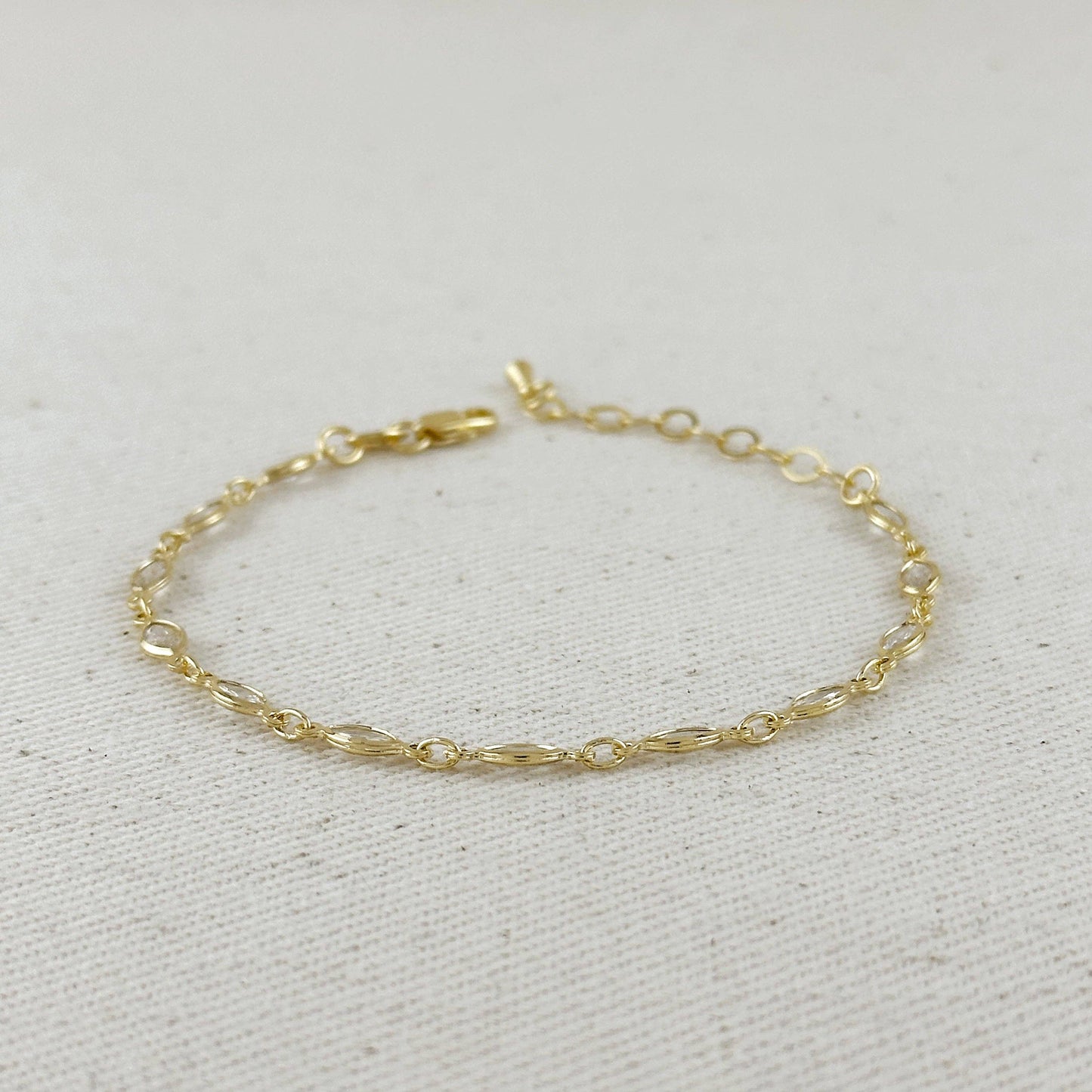 18k Gold Filled Ellipse Bezel CZ Bracelet
