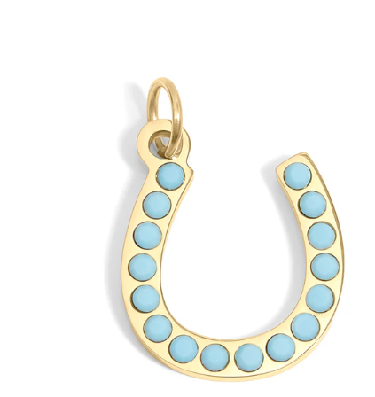 Turquoise Horseshoe Charm Stainless Steel - 18k Gold PVD