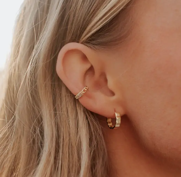 Tate Huggie Hoop Earring - sterling silver or gold vermeil image 1