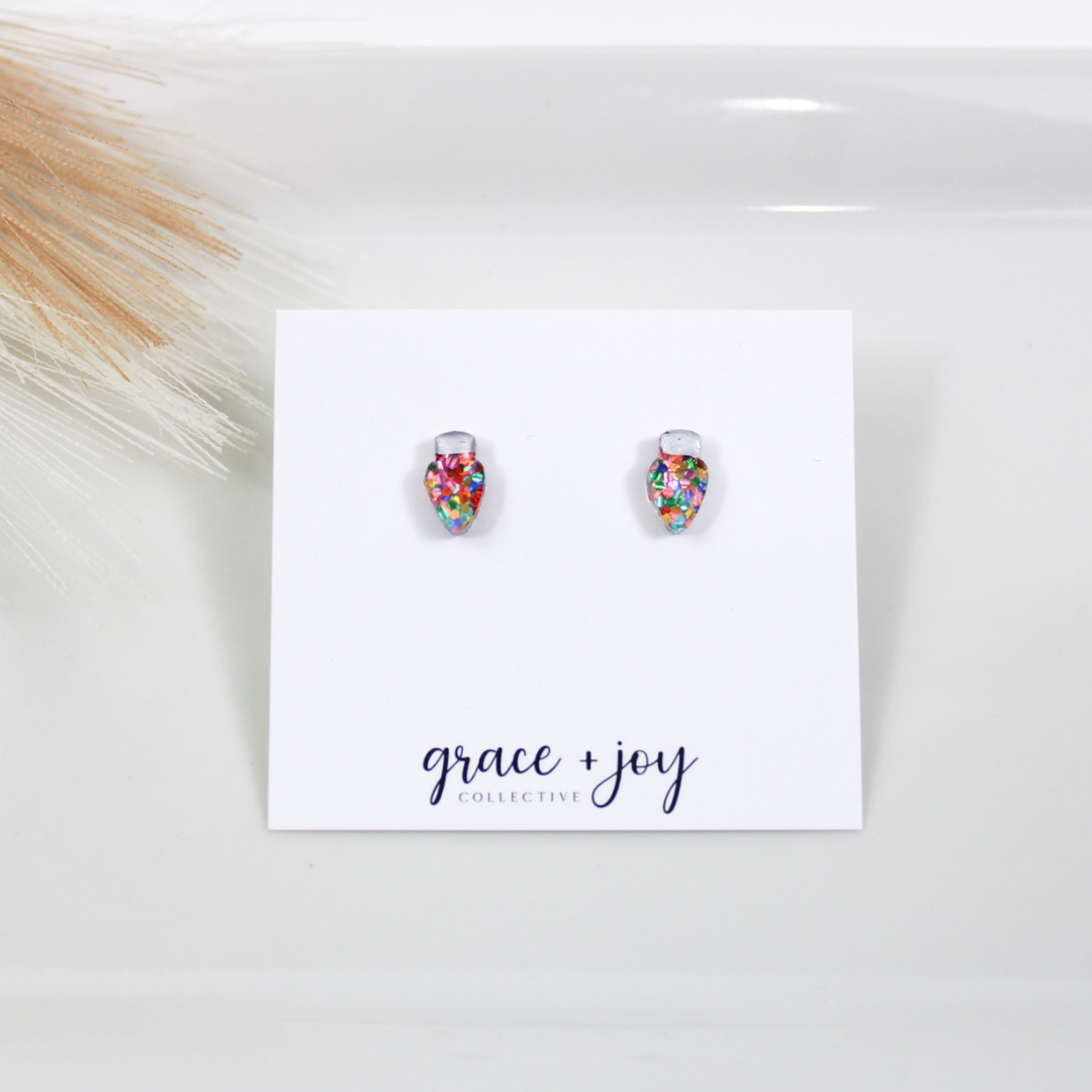 Christmas Light Bulb Earrings -Studs image 4