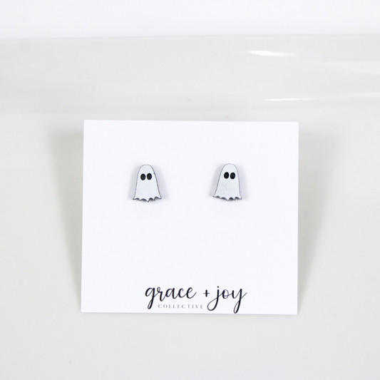 White Ghost Stud Earring image 1