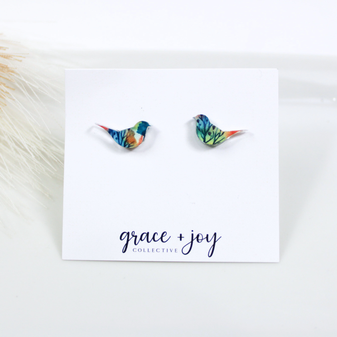 Fall Bird Earrings -Studs image 0