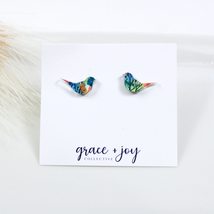Fall Bird Earrings -Studs image 0