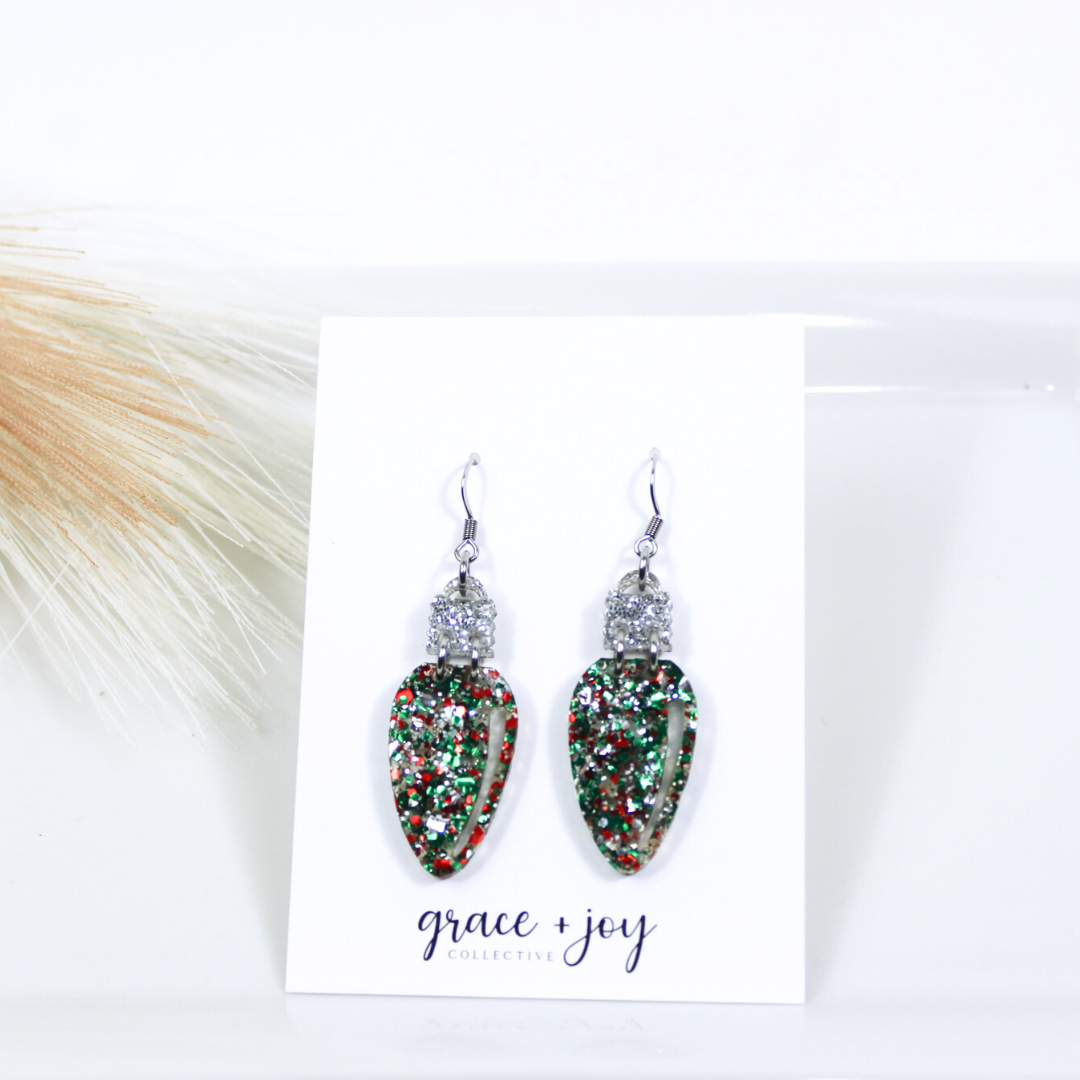 Christmas Light Bulb Earrings -Dangles image 0