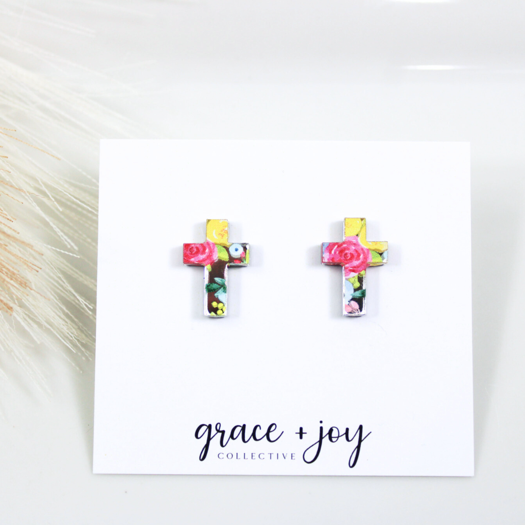 Spring Cross Earrings -Studs image 2