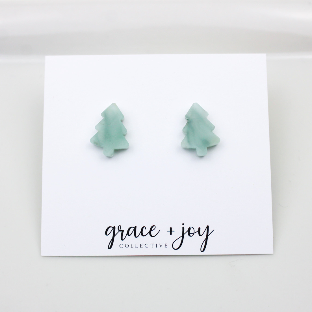Evergreen tree Earrings -Studs Christmas Tree image 1