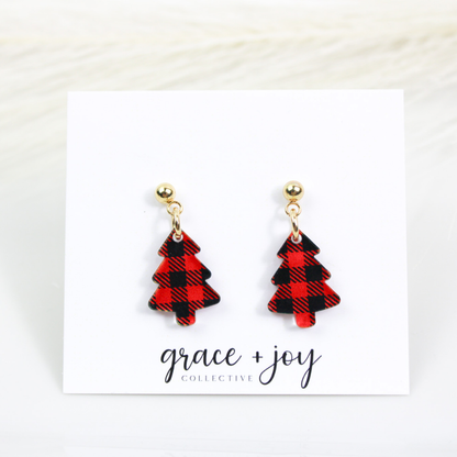 Buffalo Plaid Mini Christmas Tree Earrings image 2