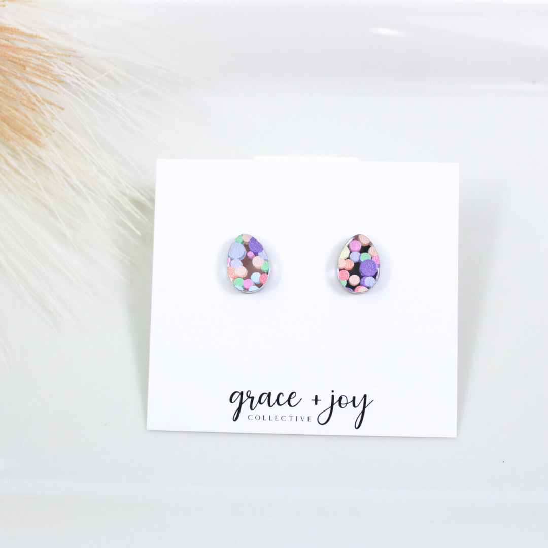 Pastel Polka Dot Easter Egg Earrings -Studs image 2
