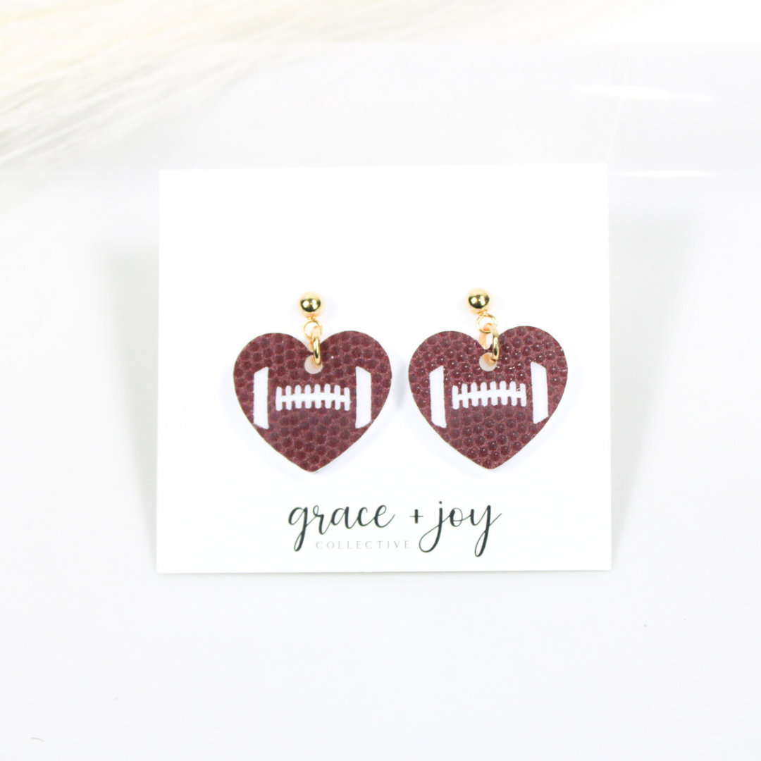 Football Heart Earrings -Dangle Game Day Earrings image 2