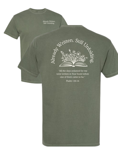 Already Written, Still Unfolding Christian T-Shirt
