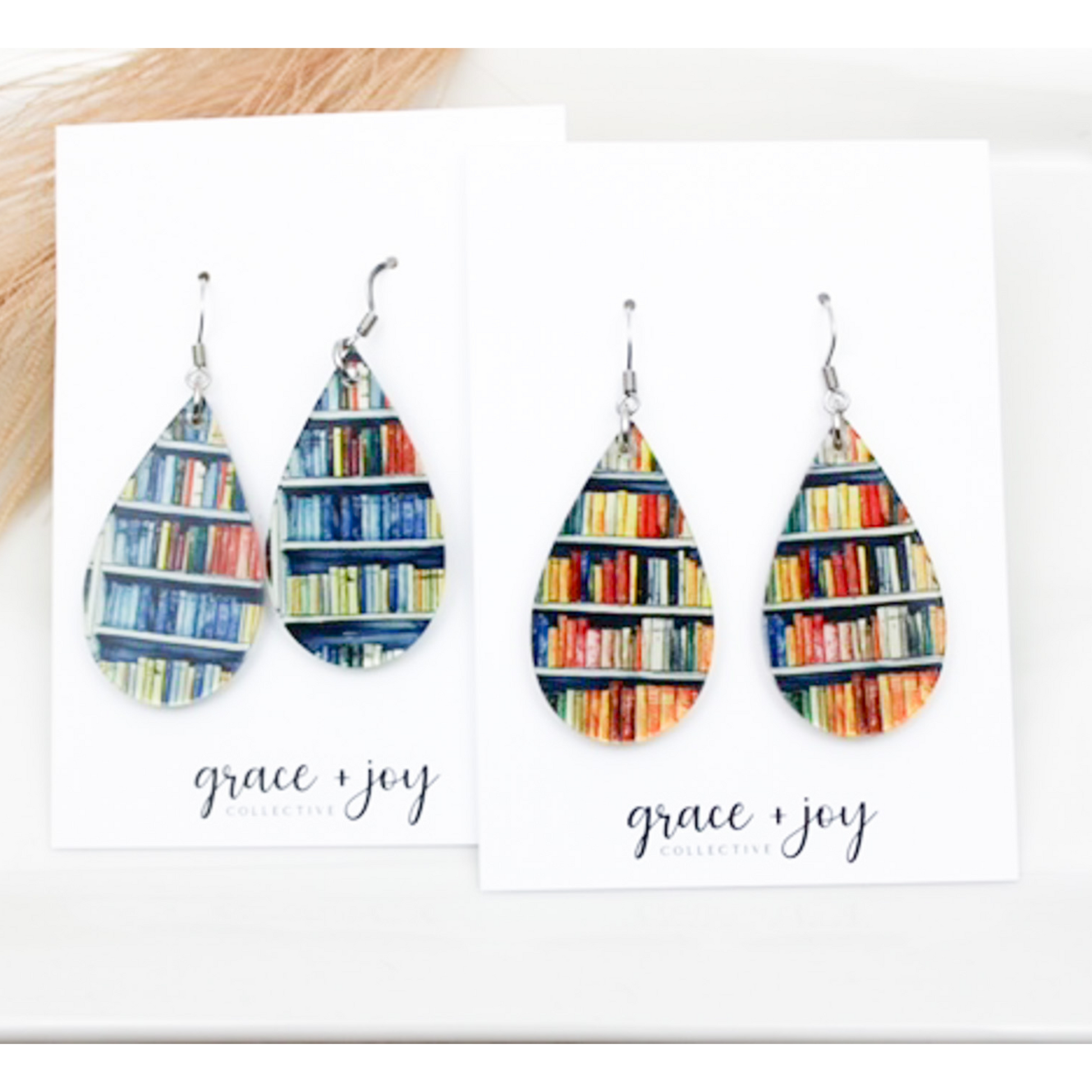 Book Shelf Earrings Dangle image 0