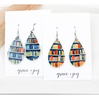Book Shelf Earrings Dangle image 0