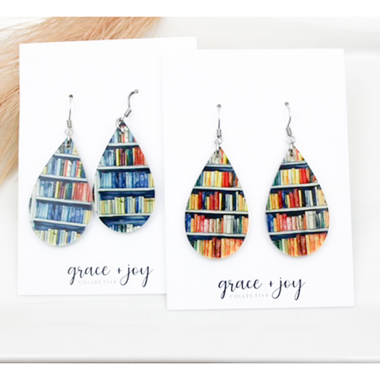 Book Shelf Earrings Dangle image 0