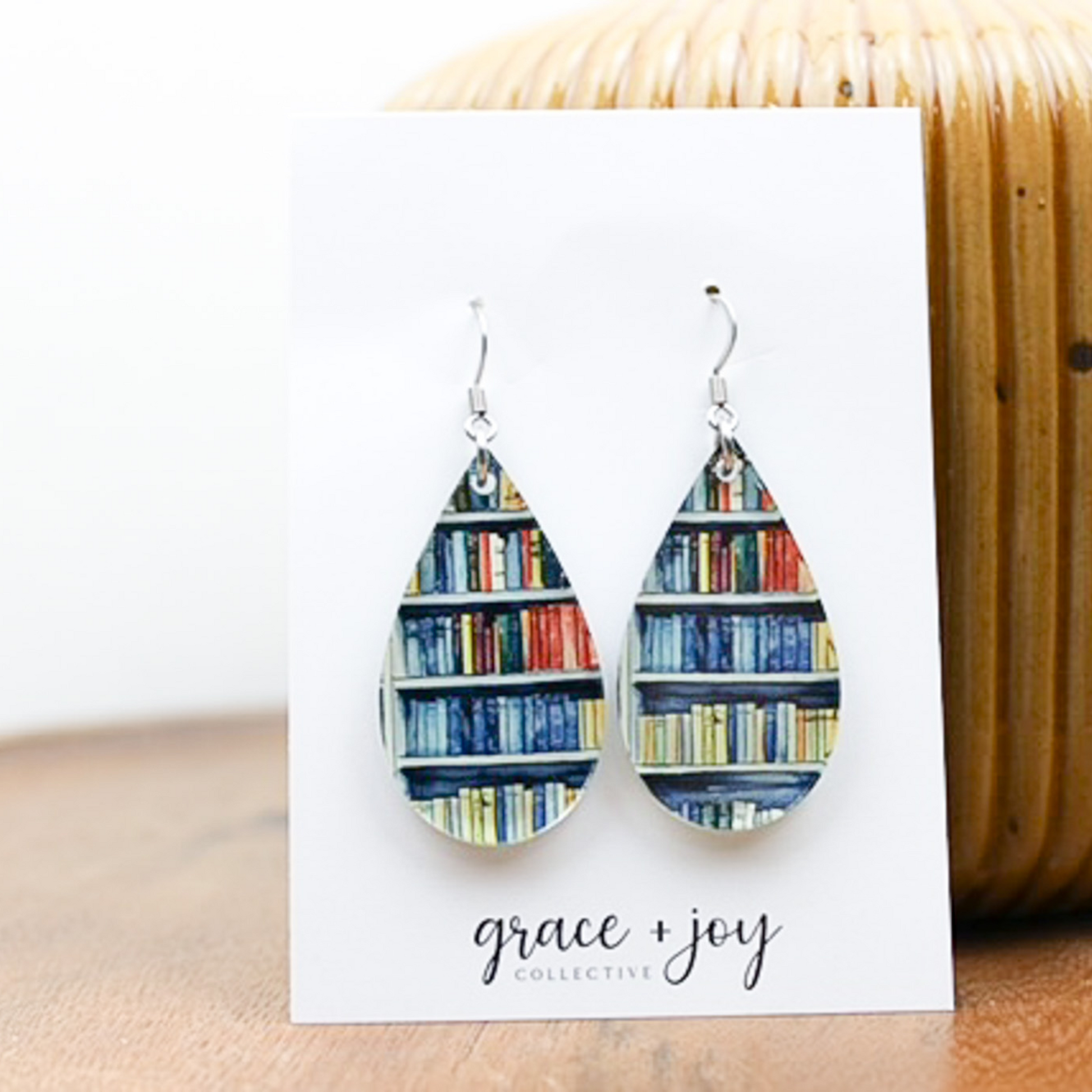 Book Shelf Earrings Dangle image 1