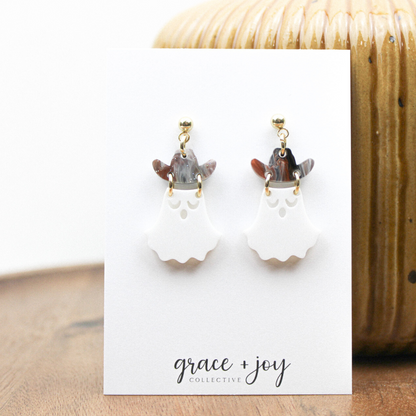 Cowboy Ghost Earrings - Dangle Cowboy ghost Halloween image 0