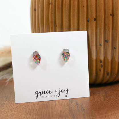 Christmas Light Bulb Earrings -Studs image 2