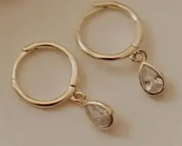 Raindrop Hoop Earring -gold vermeil or sterling silver image 2