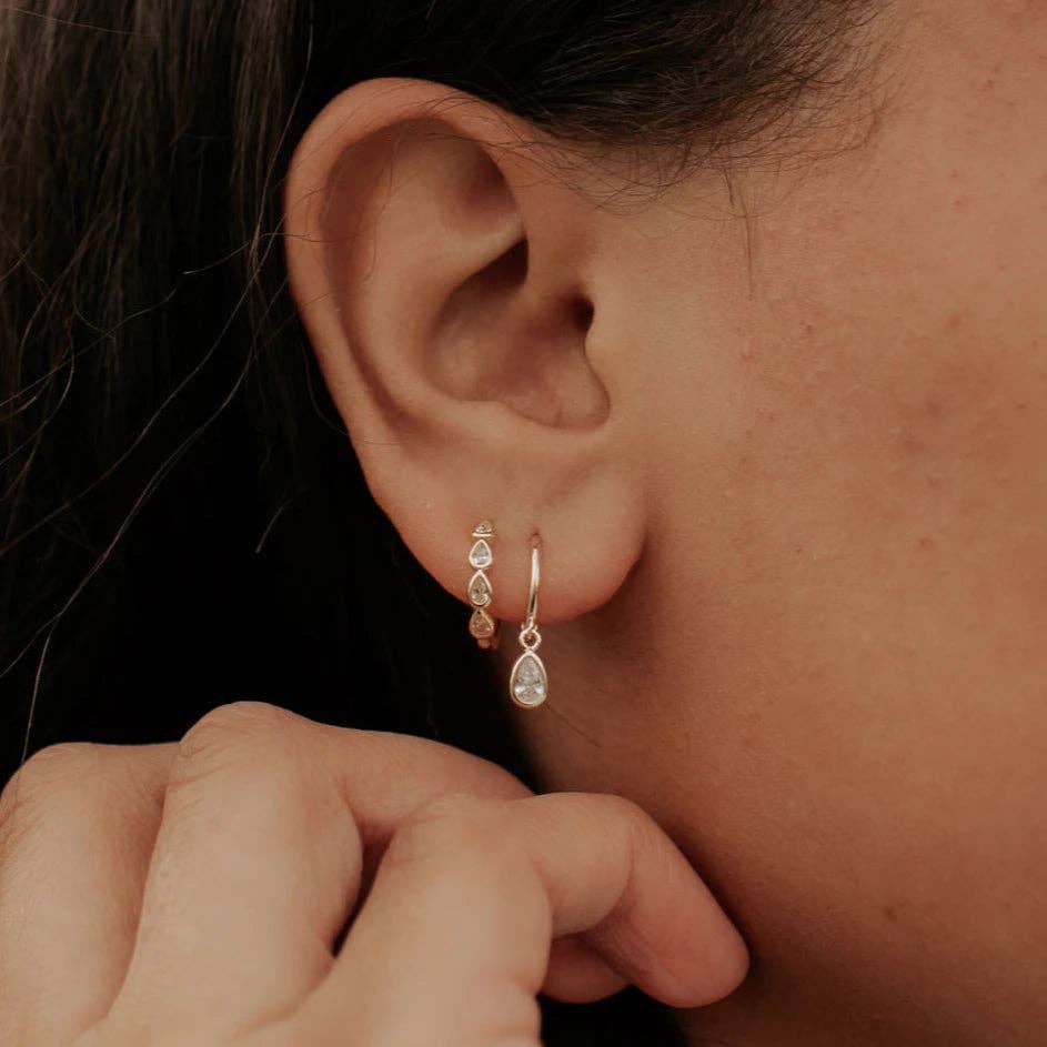 May Raindrop Huggie Hoops
