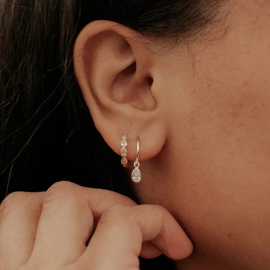 May Raindrop Huggie Hoops