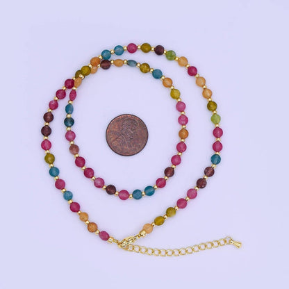 Multicolor Natural Gemstone Round Bead Necklace