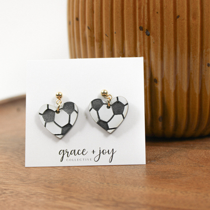 Soccer Heart Earrings -Dangles image 1