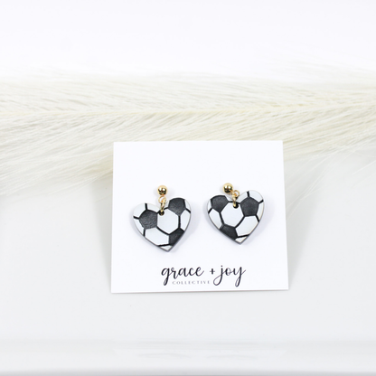 Soccer Heart Earrings -Dangles image 0