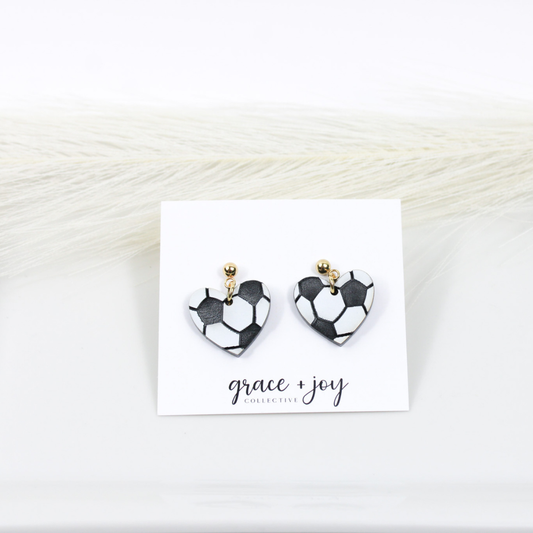 Soccer Heart Earrings -Dangles image 0