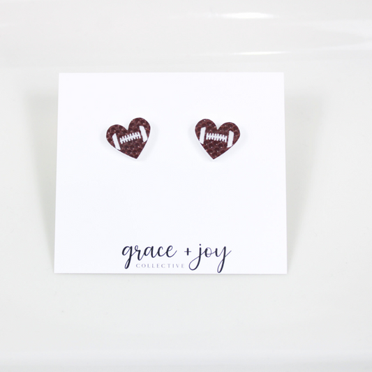 Football Heart Earrings - Stud image 0