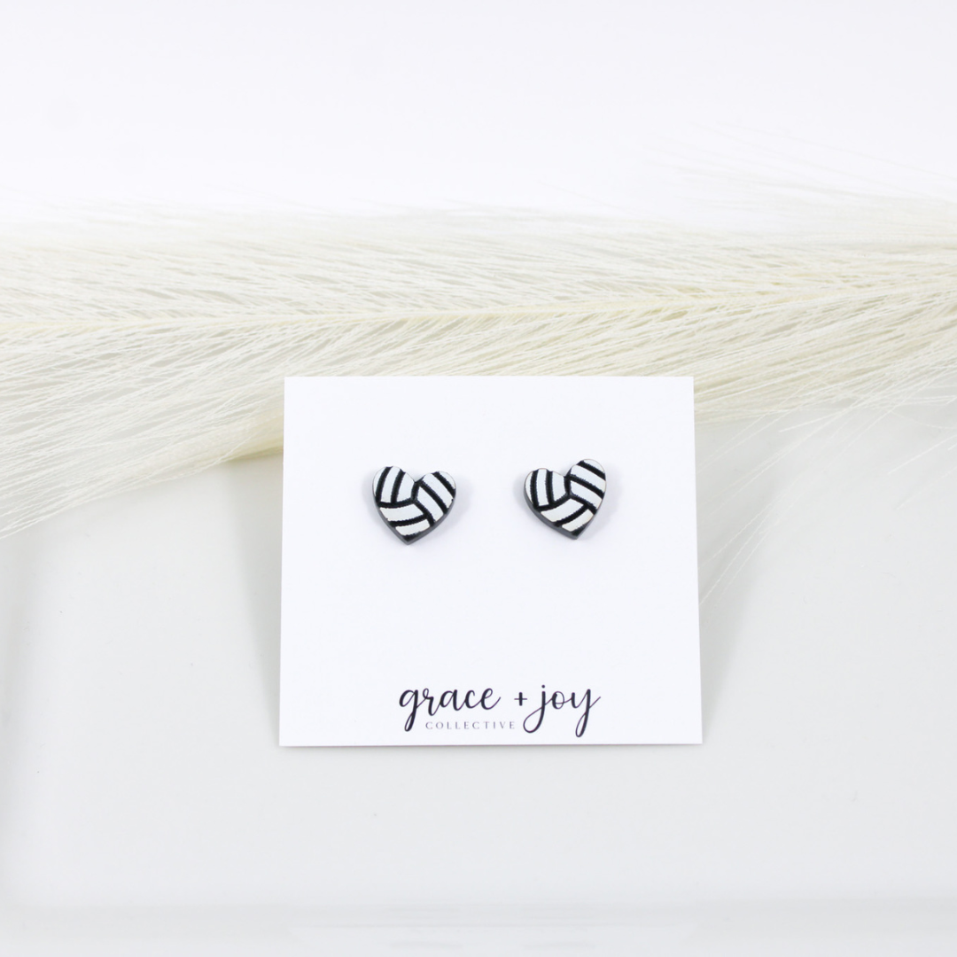 Volleyball Heart Stud Earrings image 0