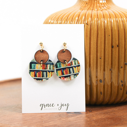 Bookshelf Earrings - Dangle Book earrings image 1