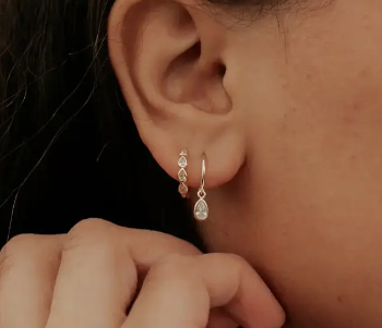 Raindrop Hoop Earring -gold vermeil or sterling silver image 1