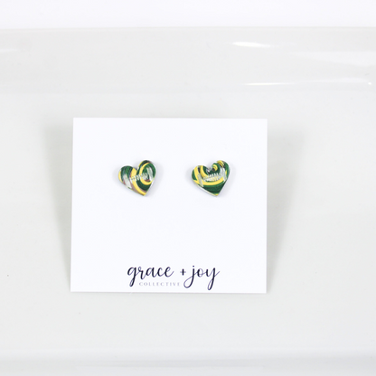 Green Bay Packer Football Heart Earrings - Stud image 0