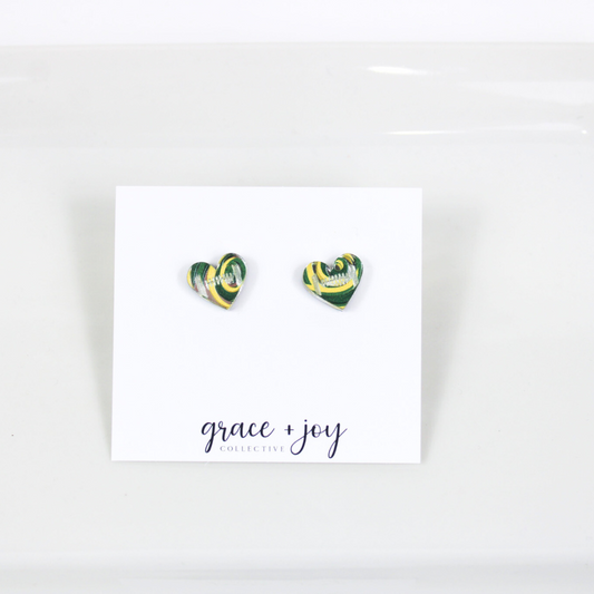 Green Bay Packer Football Heart Earrings - Stud image 0