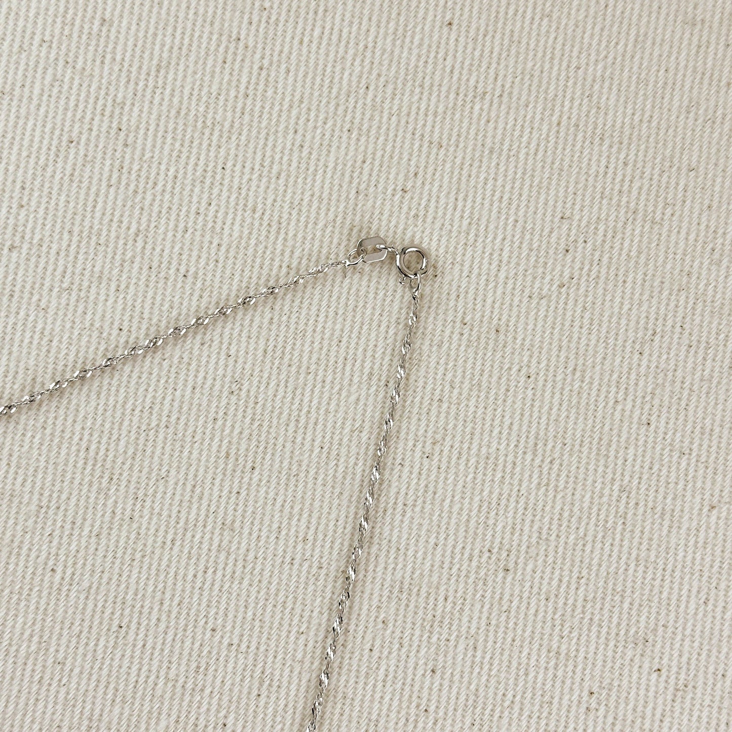 Sterling Silver Singapore Chain 1.2mm Rhodium Plated Finish
