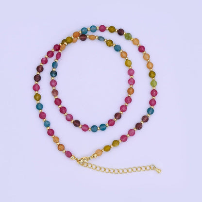 Multicolor Natural Gemstone Round Bead Necklace