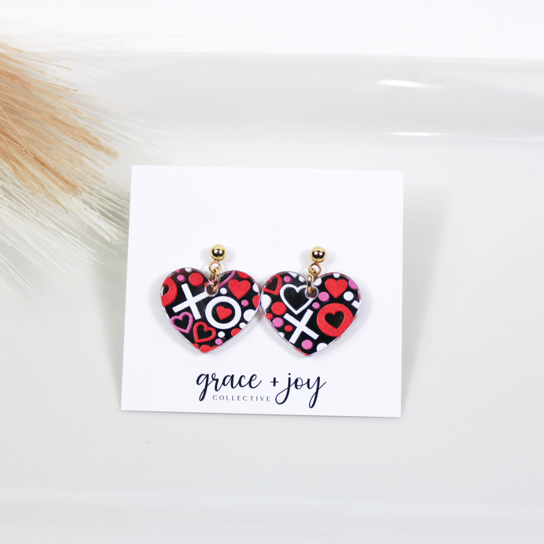 Valentine XO Heart Earrings -Dangle image 0