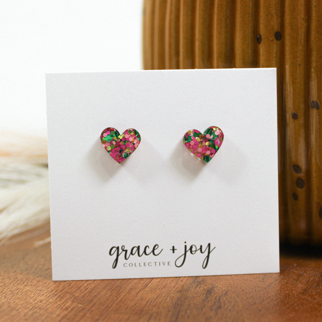 Wicked Themed Heart Earrings -Studs image 2