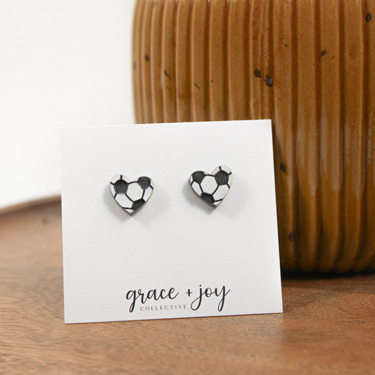 Soccer Heart Stud Earrings image 0