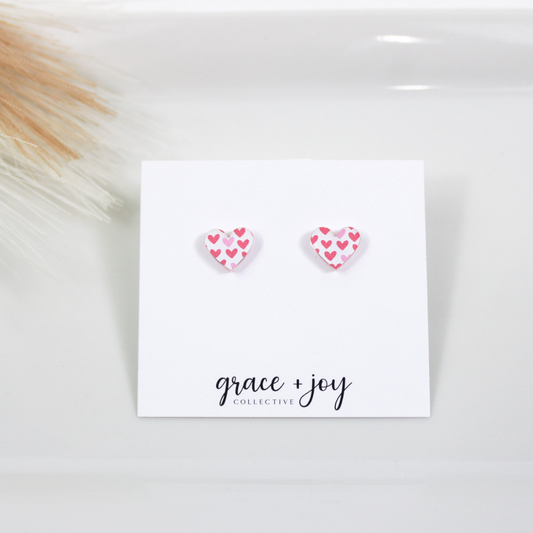 Pink Heart Earrings -Studs image 0