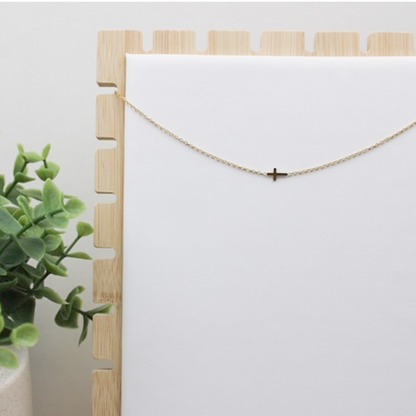 Dainty Sideways Cross Necklace 17" + 2" extender image 1