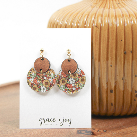 70's Sunflower Fall Earrings - Dangle image 0