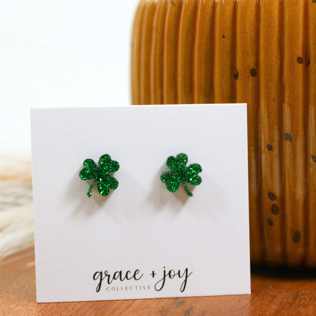 Glitter Shamrock Earrings - St Patty's Day image 2