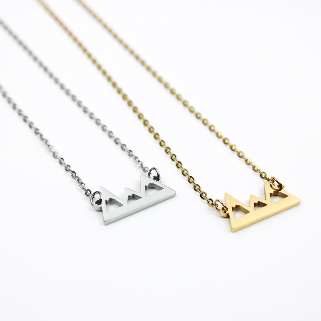 Personalized Horizontal Mountain Necklace - Gold or Silver image 1