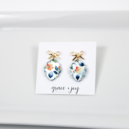 Bright Floral Scalloped Earrings