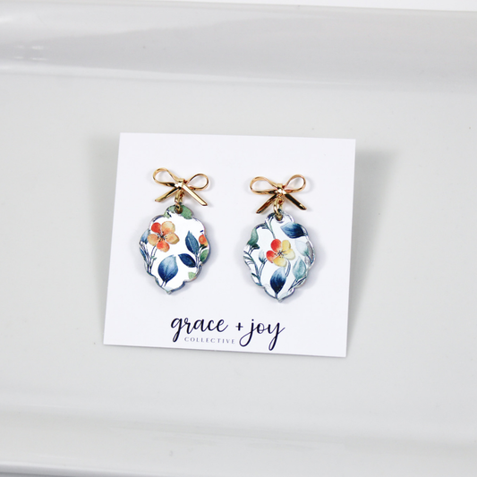 Bright Floral Scalloped Earrings