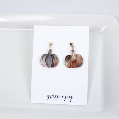 Brown Marble Pumpkin Earrings