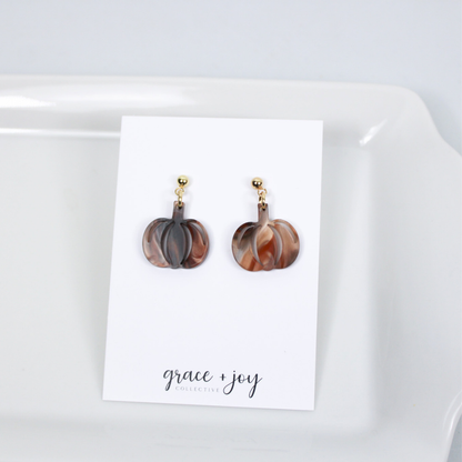 Brown Marble Pumpkin Earrings