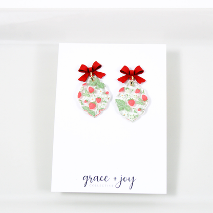 Strawberry Bow Scalloped Earrings