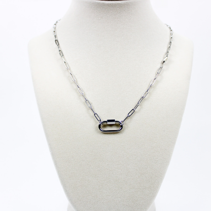 Oval Carabiner Paperclip Chain Necklace